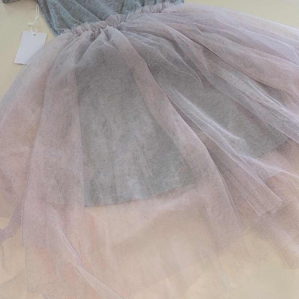 Mia Joy Girls Gray Star Tee with Light Pink Tulle Skirt Dress Size 7 - Picture 8 of 8